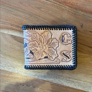 Handcrafted Tan Leather Tooled Wallet